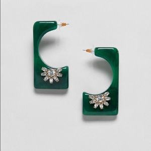 ASOS earrings square resin design crystal detail
